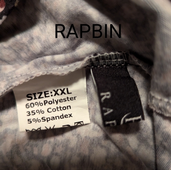 Rapbin Womens V Neck Puff Long Sleeve Button Down Tunic. XXL, black/floral - Picture 4 of 4